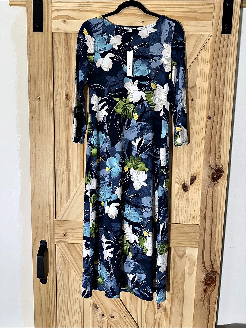 Chico's Maxi Dress Floral in Passport Blue Size 0 NWT